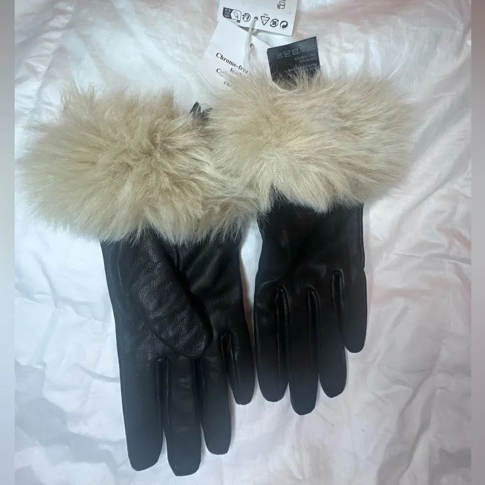 & Other Stories Faux Fur Leather Gloves Size Small